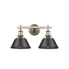 Golden 3306-BA2 AB-BLK - Yep by Golden Lighting Orwell 2-light Vanity in Aged Brass and Matte Black shade